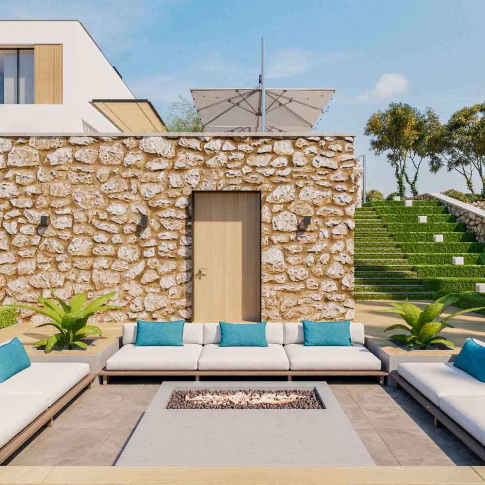 Mediterranean Villa interior and exterior design Mediterranean house in France, provence. Villa interior and exterior design view