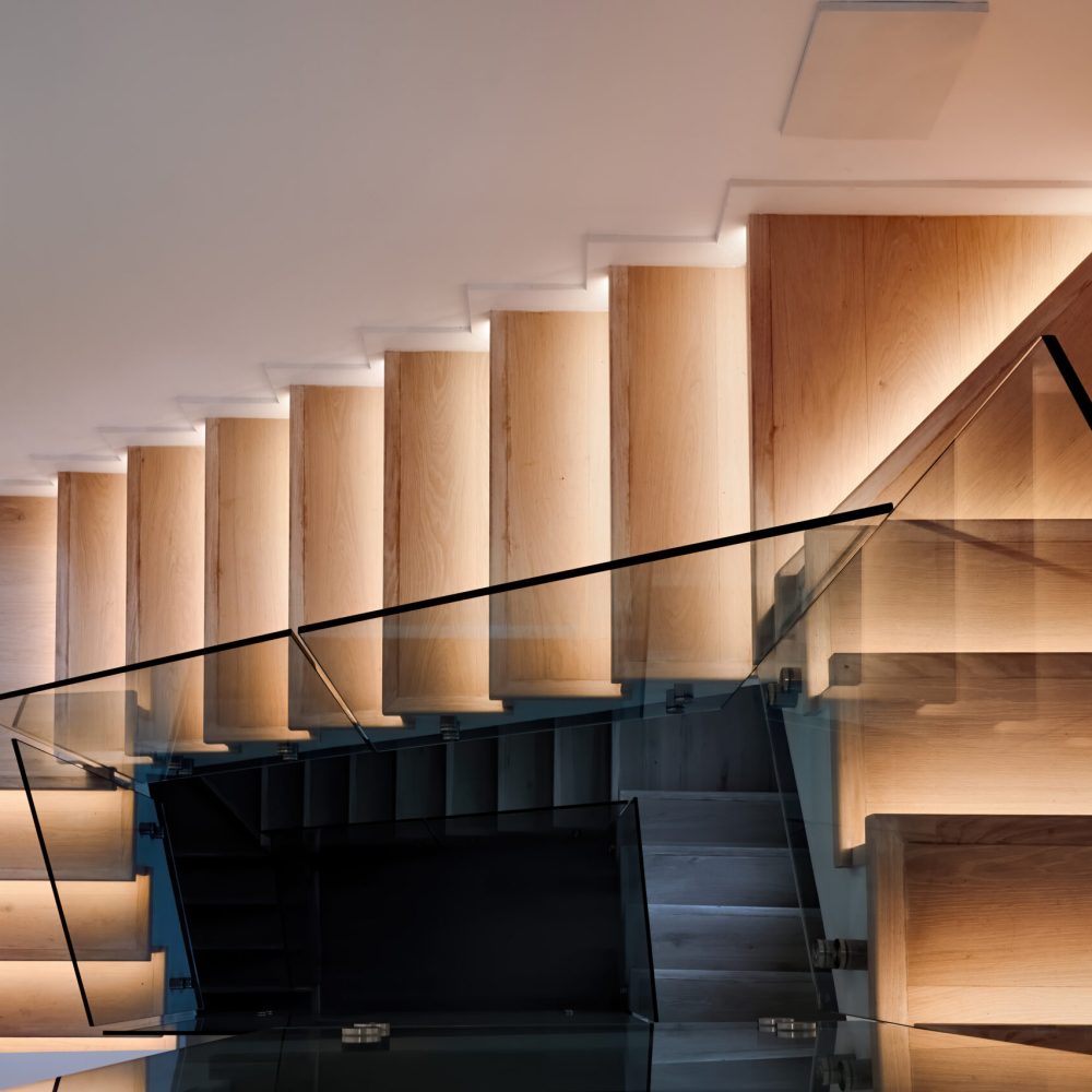 Wooden stairs in Limassol, Cyprus Wooden stairs with illumination in Limassol, Cyprus
